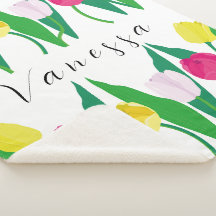 Tulips Pink Yellow Purple Green Modern Customize.