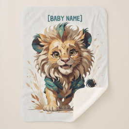 Cobertor Sherpa Turquesa de Leão Minúsculo de Milho Personalizado