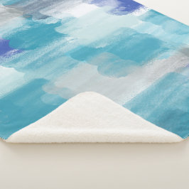 Cobertor Sherpa Turquesa Moderna e Cinza Aquarela Abstrato