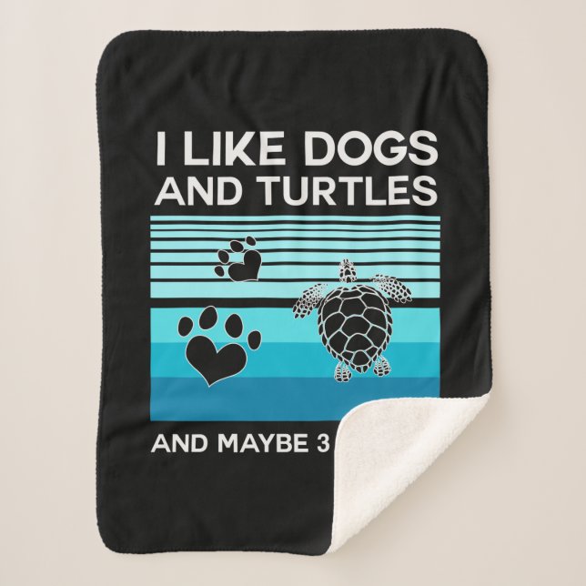 Cobertor Sherpa Turtle Lover | Eu Gosto De Cães E Tartarugas (Frente)