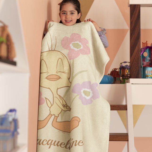 Cobertor Sherpa Tweety Pink Purple Flowers (Criador carregado)