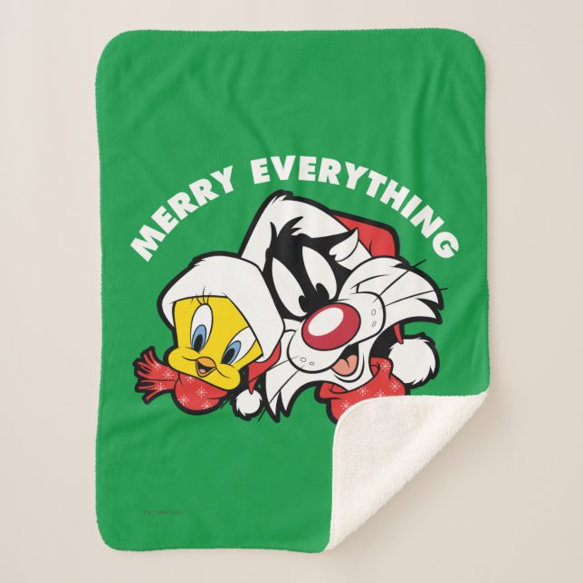 Cobertor Sherpa TWEETY™ & SYLVESTER™ "Feliz Tudo" (Frente)