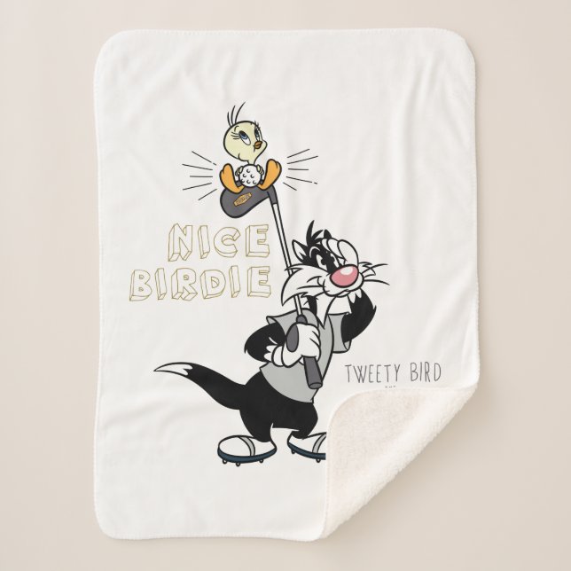 Cobertor Sherpa TWEETY™ & SYLVESTER™ Golfing - Belo Birdie (Frente)