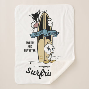 Cobertor Sherpa TWEETY™ & SYLVESTER™ Surfriders