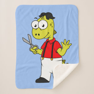 Cobertor Sherpa Tyrannosaurus Rex Barber Com Tesoura.