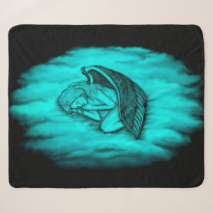 Cobertor Sherpa Um anjo dormindo nas nuvens do céu