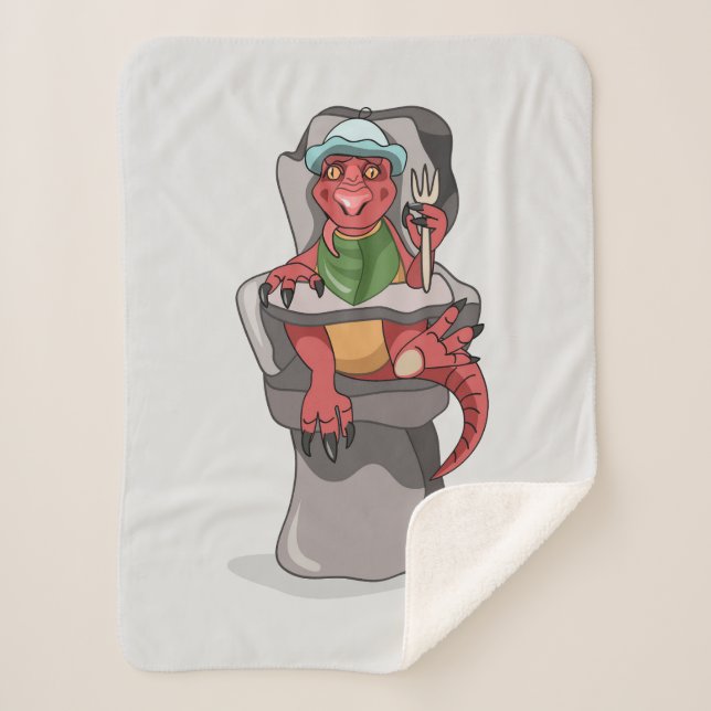 Cobertor Sherpa Um Bebê Tyrannosaurus Rex Sentado Numa Cadeira Alt (Frente)