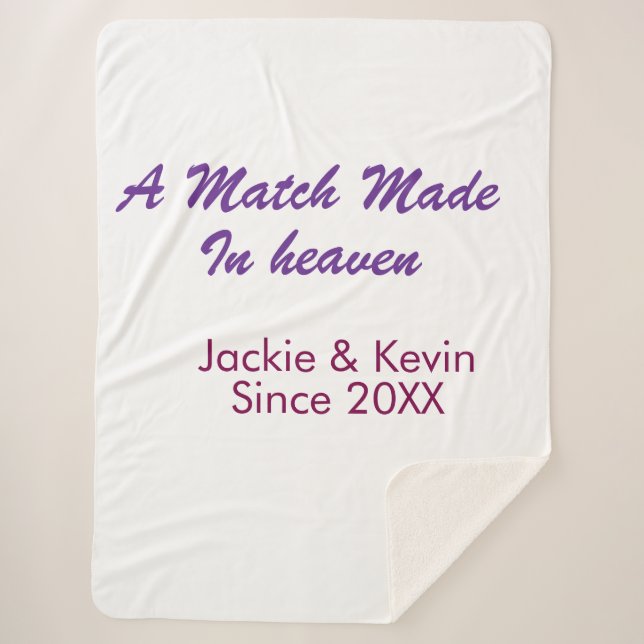 Cobertor Sherpa Um casamento feito no céu roxo malva desde o ano n (Frente)