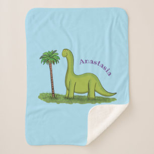 Cobertor Sherpa Um desenho animado de brontosaurus dinossauros, ve