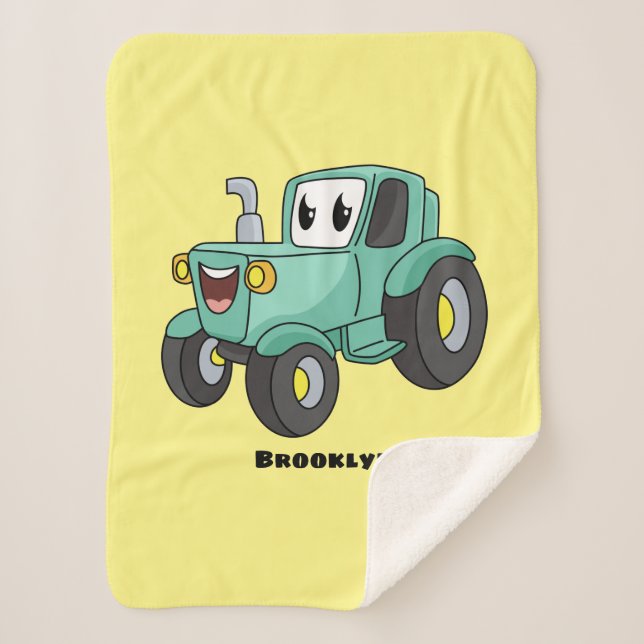 Cobertor Sherpa Um desenho animado verde e bonito (Frente)