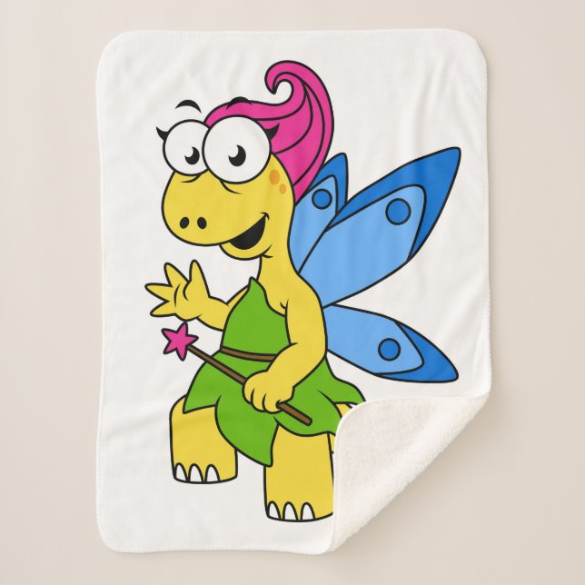 Cobertor Sherpa Um Dinossauro Fairysaur De Cartoon. (Frente)
