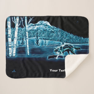 Cobertor Sherpa Um Lobo Na Neve