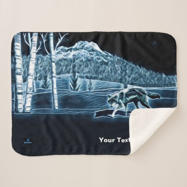 Cobertor Sherpa Um Lobo Na Neve (Frente (Horizontal))