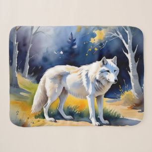 Cobertor Sherpa Um lobo numa pintura de aquarela florestal