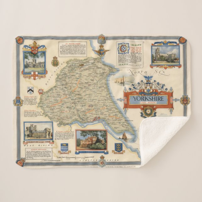 Cobertor Sherpa Um mapa de Yorkshire: Equitação do leste (Frente (Horizontal))