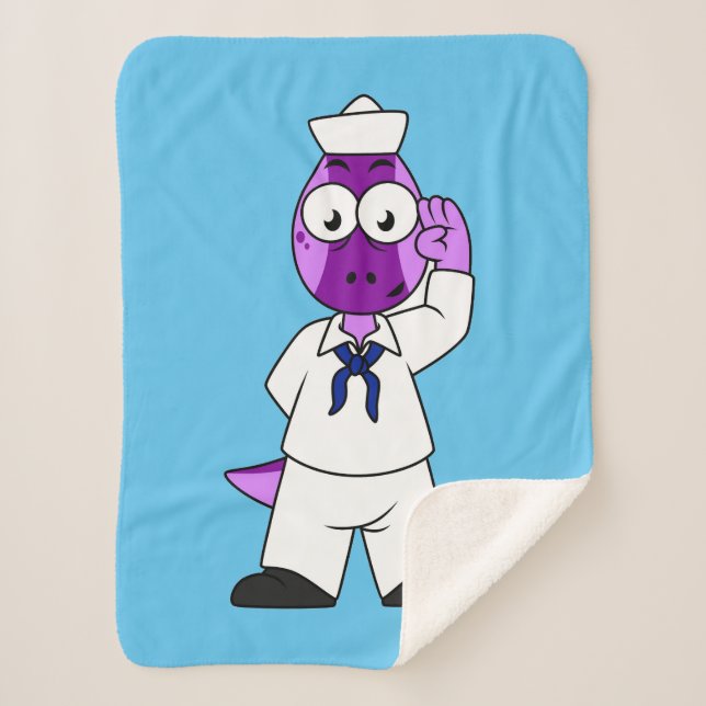 Cobertor Sherpa Um Marinheiro Marinho De Dinossauro Paquicéfalossa (Frente)