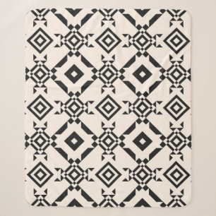 Cobertor Sherpa Um ornamento étnico moderno. Vintagem a preto e br