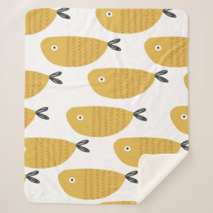 Cobertor Sherpa Um padrão infantil perfeito com peixes engraçados.