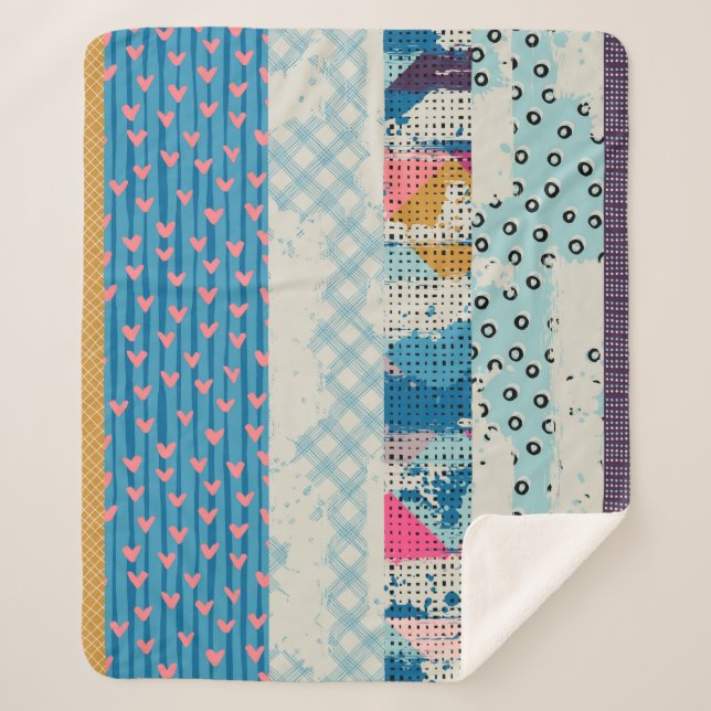 Cobertor Sherpa Um padrão perfeito, azulejos de retalhos.  (Frente)