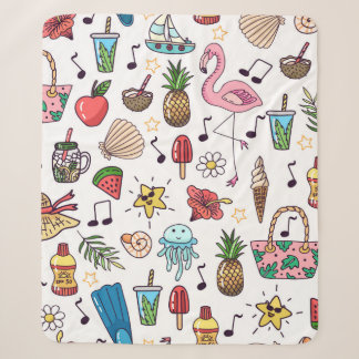 Cobertor Sherpa Um padrão perfeito com elementos de verão. ilustra
