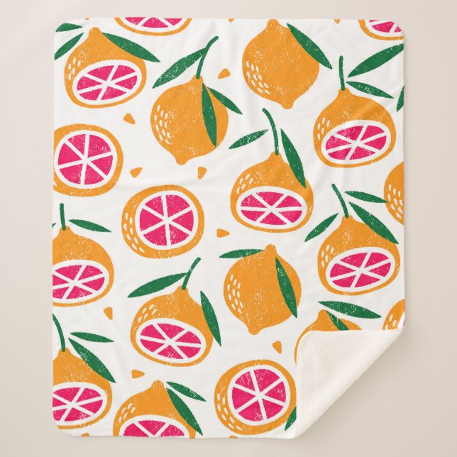 Cobertor Sherpa Um padrão perfeito com frutas. Carimbo texturizado (Frente)