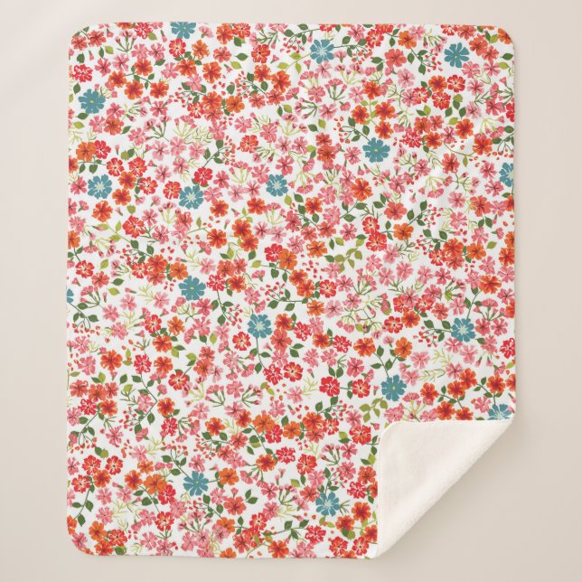 Cobertor Sherpa Um padrão simples e fofo em flores de pequena esca (Frente)