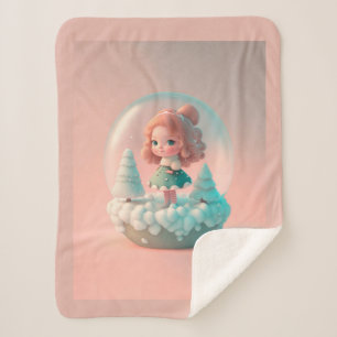 Cobertor Sherpa Uma boneca engraçada numa nuvem