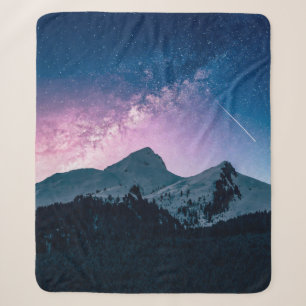 Cobertor Sherpa Uma montanha com uma bela montanha, noite, neve