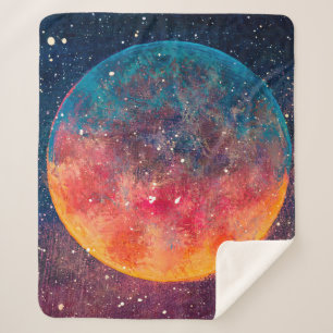 Cobertor Sherpa Uma pintura a óleo fantástica, bela lua grande do 