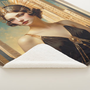 Cobertor Sherpa Uma visão da arte Deco Elegance AI Art de Xzendor7