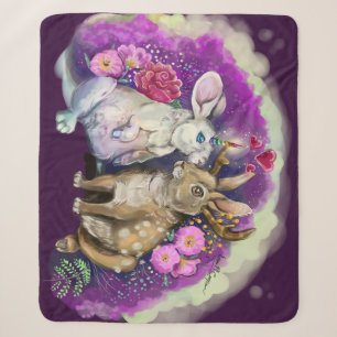 Cobertor Sherpa Unibunny beija o amor mágico de Jackalope