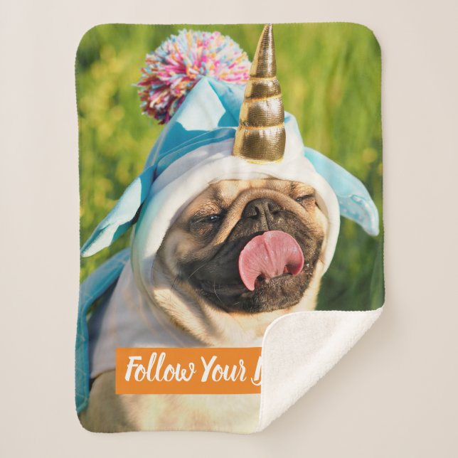 Cobertor Sherpa Unicorn Pug (Frente)