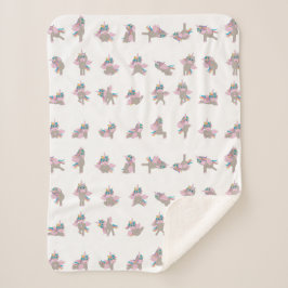 Cobertor Sherpa Unicorn Yoga Poses Pattern Design