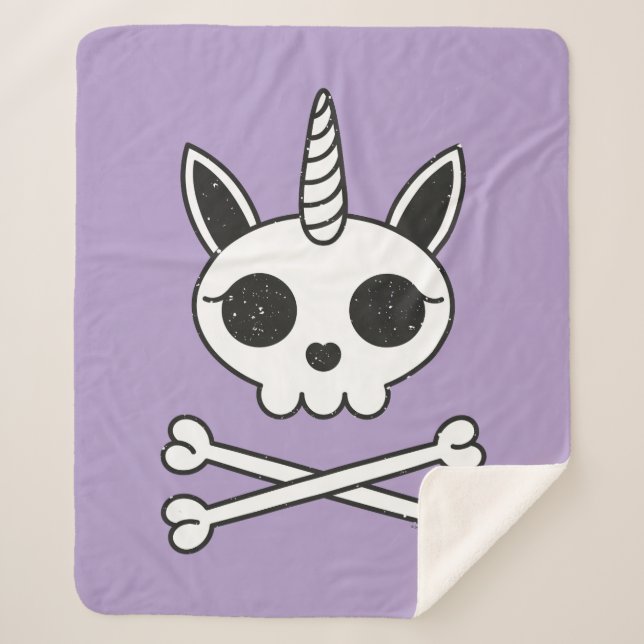 Cobertor Sherpa Unicórnio Crânio e Crossbones (Frente)