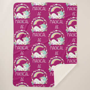 Cobertor Sherpa Unicórnio engraçado que diz o AF mágico