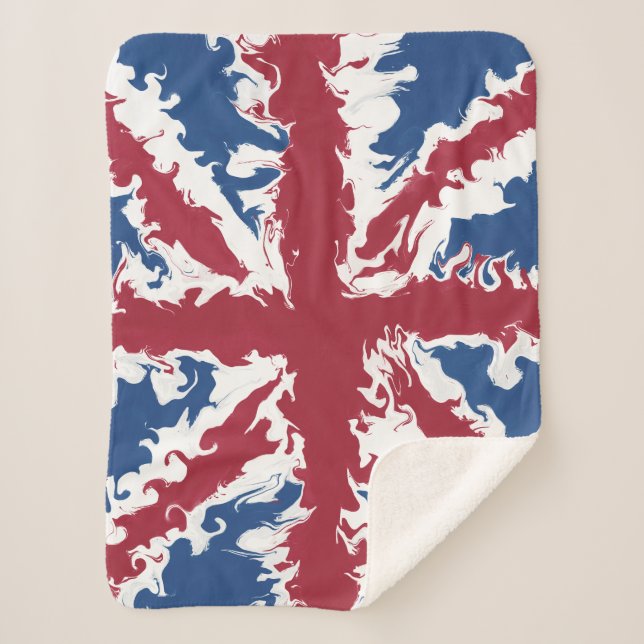 Cobertor Sherpa Union Jack Liquid Art (Frente)