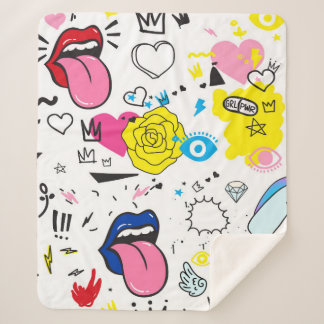 Cobertor Sherpa Universal trend hand drawing seamless pattern. Tre