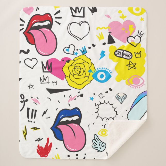 Cobertor Sherpa Universal trend hand drawing seamless pattern. Tre (Frente)