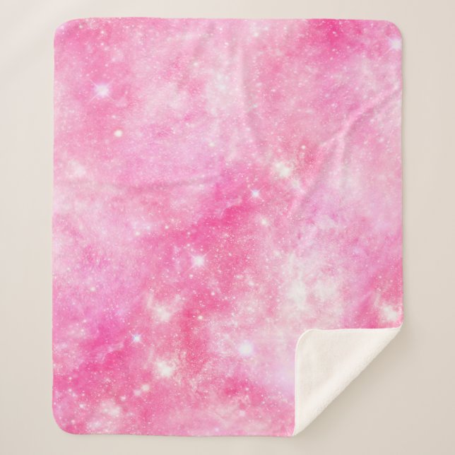 Cobertor Sherpa Universo Galáxico Rosa (Frente)