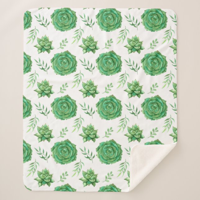 Cobertor Sherpa Uplifando Design de padrão verde (Frente)