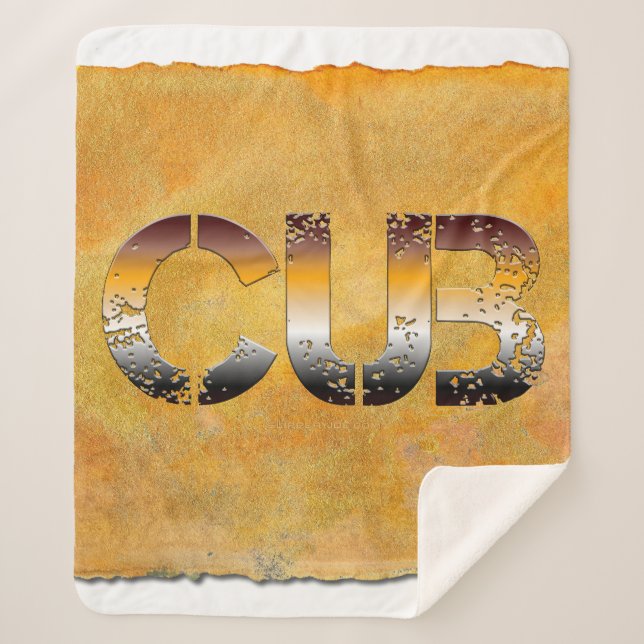 Cobertor Sherpa Ursinho de SlipperyJoe, palavra cor laranja-castan (Frente)