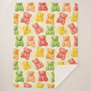 Cobertor Sherpa Ursinhos de Goma Menta Rosa Amarelo Fruta Aniversá