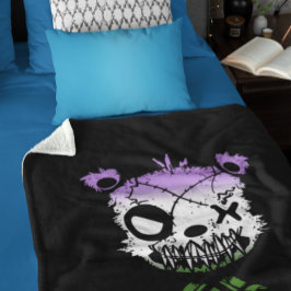 Cobertor Sherpa Urso Colorido da Bandeira do Orgulho Gênero-Queer