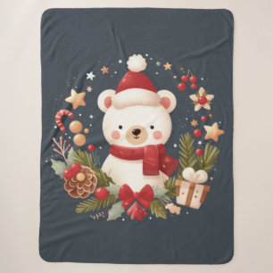 Cobertor Sherpa Urso de Natal/Inverno em coroa