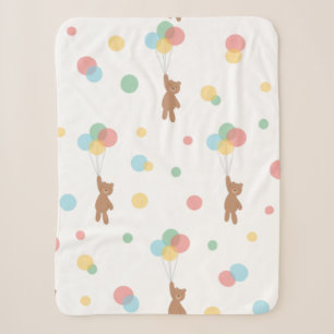 Cobertor Sherpa Urso de Teddy com Balões
