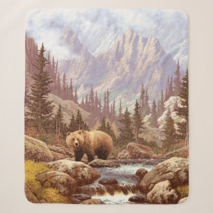 Cobertor Sherpa Urso Grizzly nas Montanhas Rochosas/Urso AF-006g