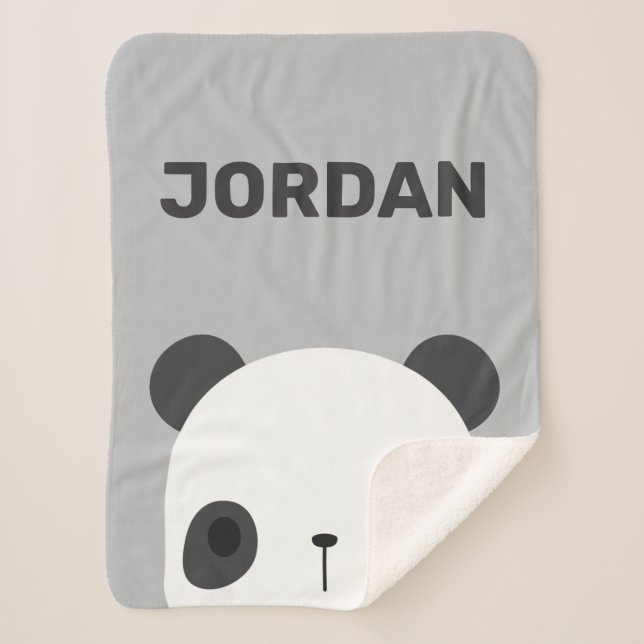 Cobertor Sherpa Urso Panda Bonito com Nome Personalizado (Frente)
