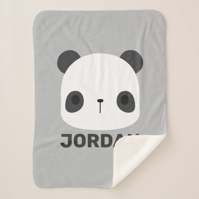 Cobertor Sherpa Urso Panda Bonito com Nome Personalizado (Frente)