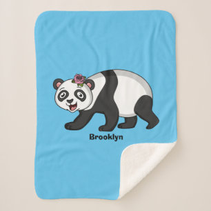 Cobertor Sherpa Urso panda bonito e feliz com desenho animado