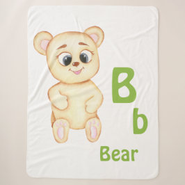 Cobertor Sherpa Urso personalize ABC: Letra B - Adicione Seu Nome